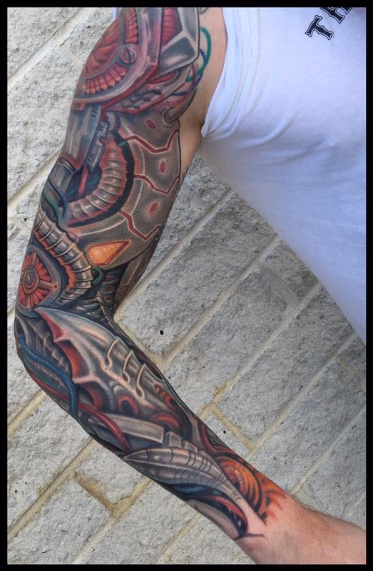 Robotic anime biomech sleeve tattoo