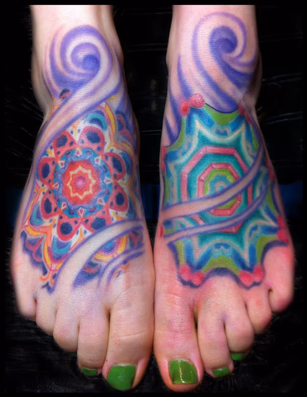 Mandala feet tattoos