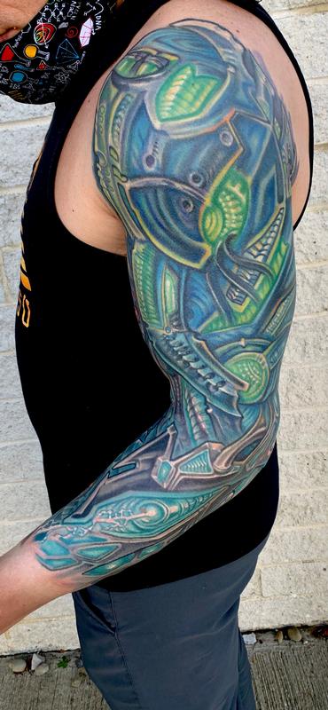 Biomech sleeve tattoo