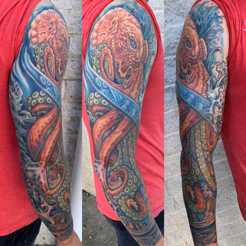 Octopus sleeve tattoo