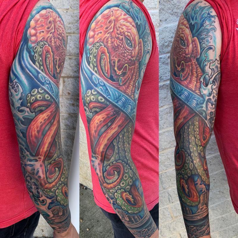 Octopus sleeve tattoo