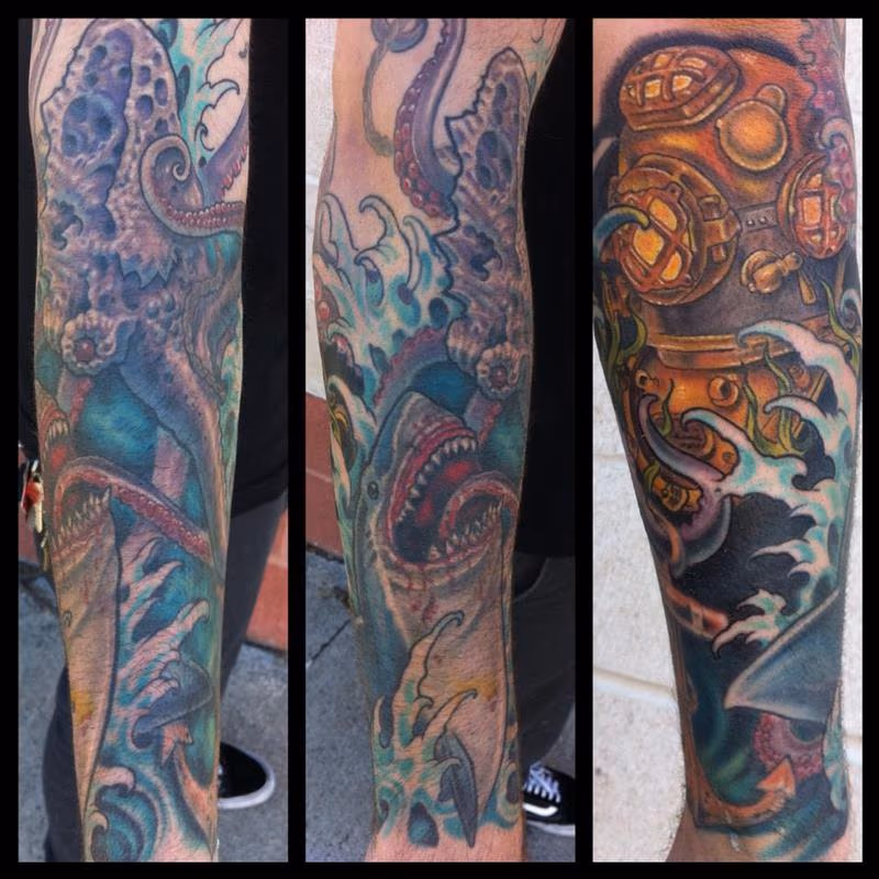 Underwater battle tattoo