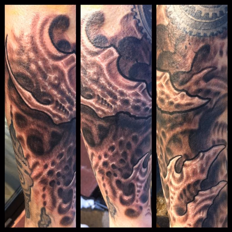 Black and grey bio organic tattoo