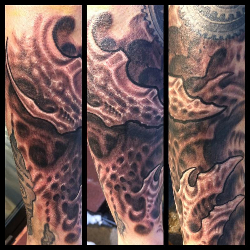 Black and grey bio organic tattoo