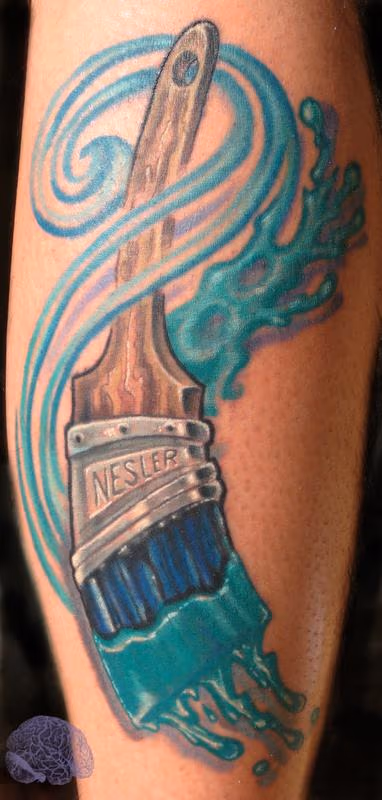 House paint brush color tattoo