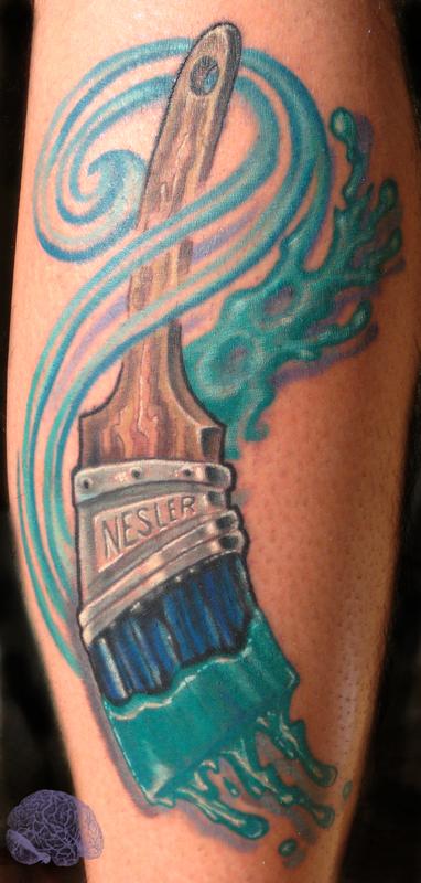 House paint brush color tattoo