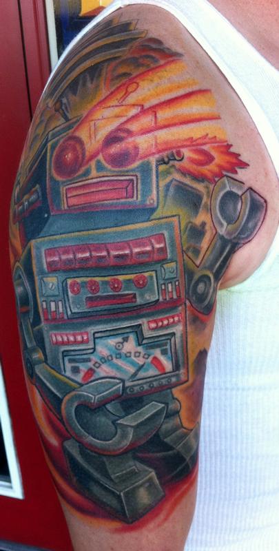 Vintage robot tattoo