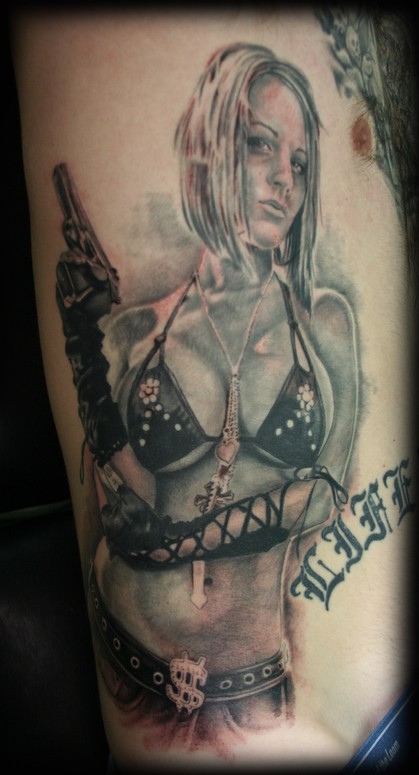 Girl with a Gun Tattoo