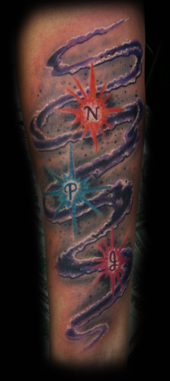 Galaxy and stars tattoo