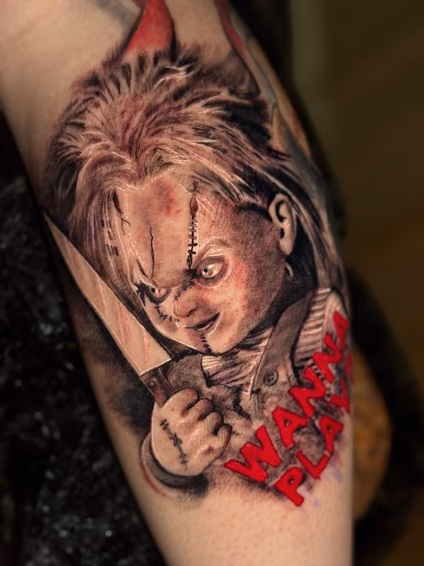 Child’s Play Tattoo by @StevieMonieTattoos
