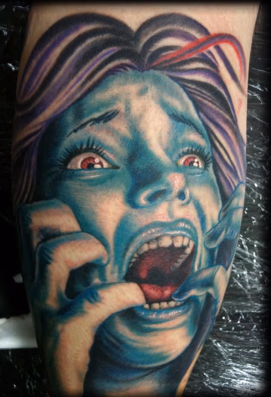 Screaming Girl Tattoo Close-up