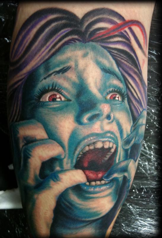 Screaming Girl Tattoo Close-up