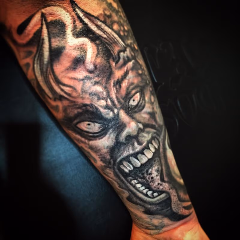 Evil Demon Cover Up Tattoo