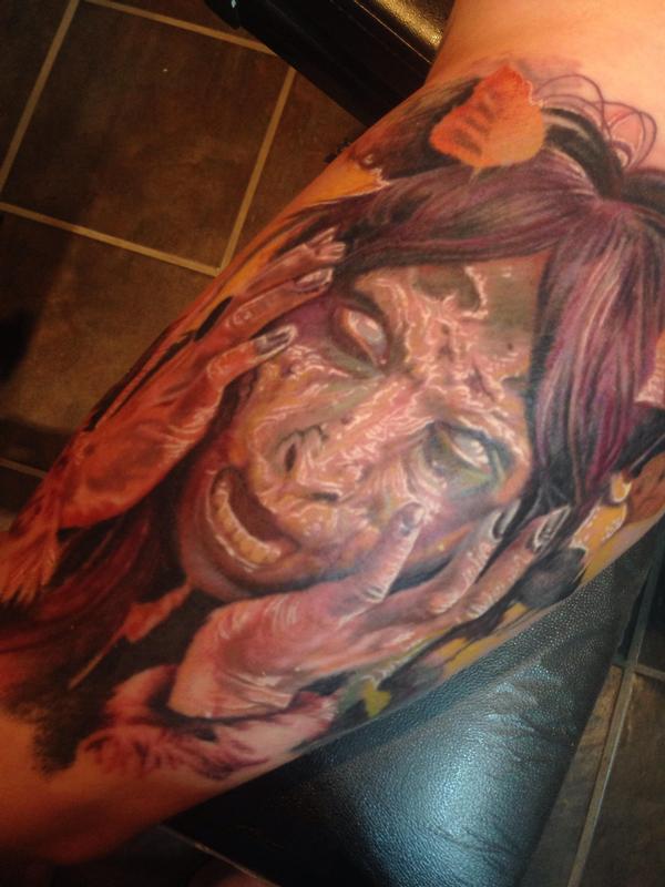 Demonic goat-girl tattoo