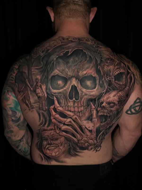 Spiritual Ascension Backpiece by @steviemonietattoos