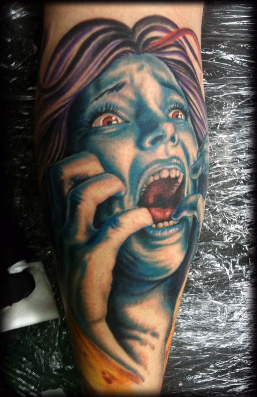 Screaming Girl Tattoo