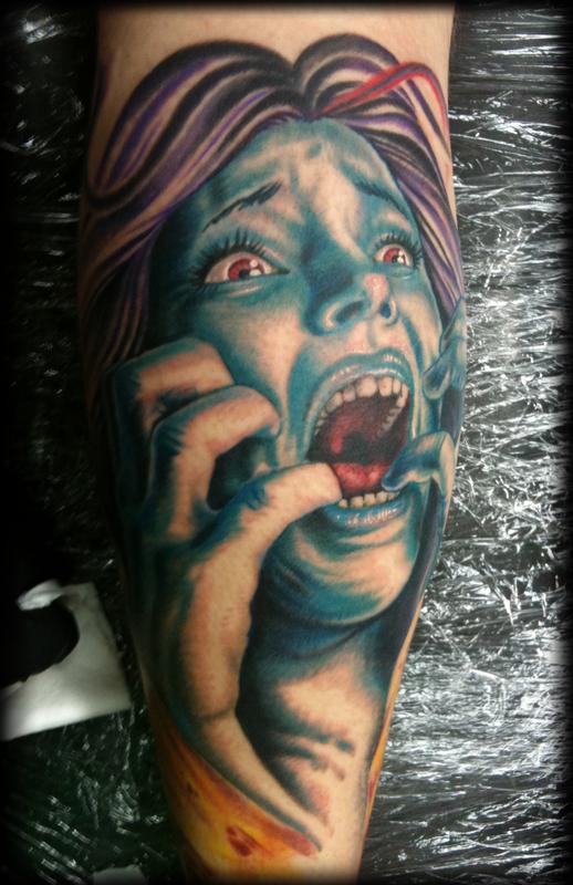 Screaming Girl Tattoo