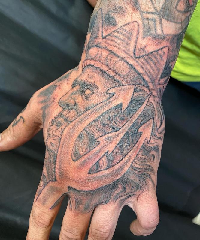 Poseidon Hand Tattoo