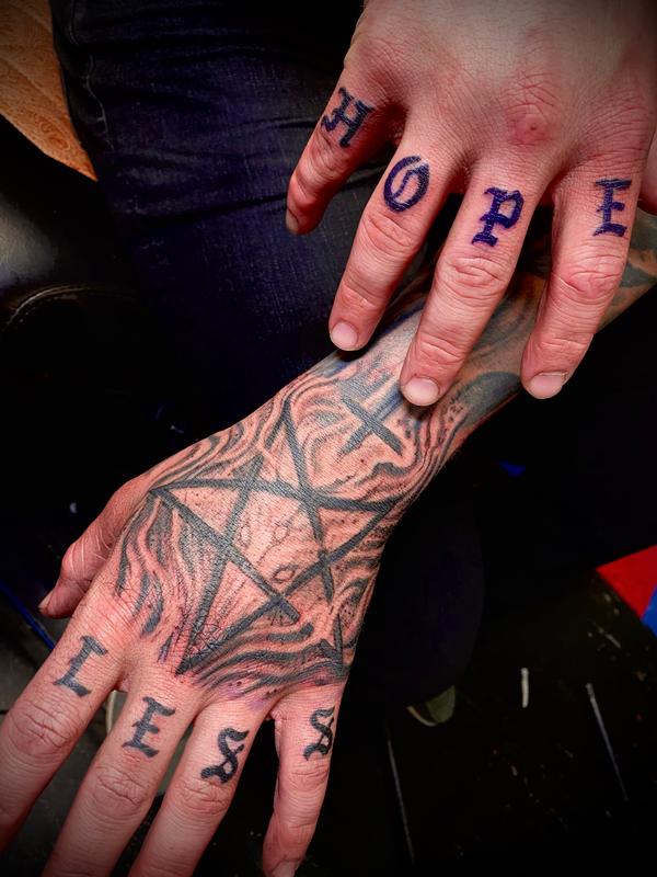 Baphomet Pentagram Hand Tattoo By Tattoomoney creator