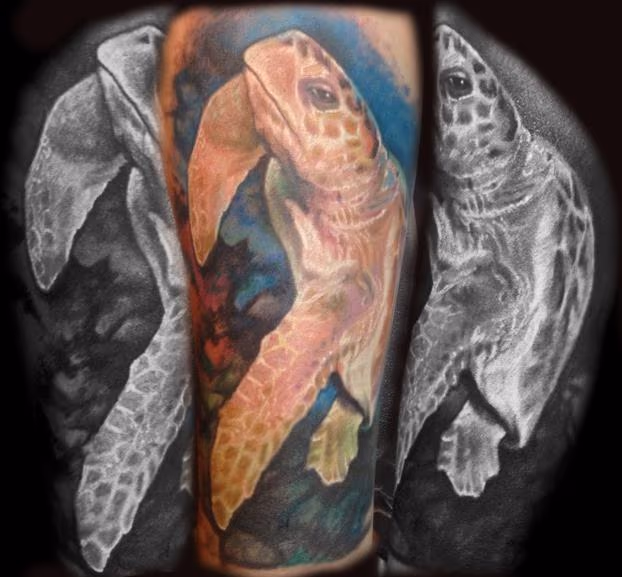 3D Sea Turtle Tattoo