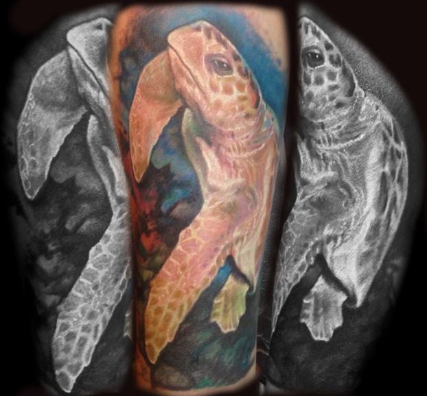 3D Sea Turtle Tattoo