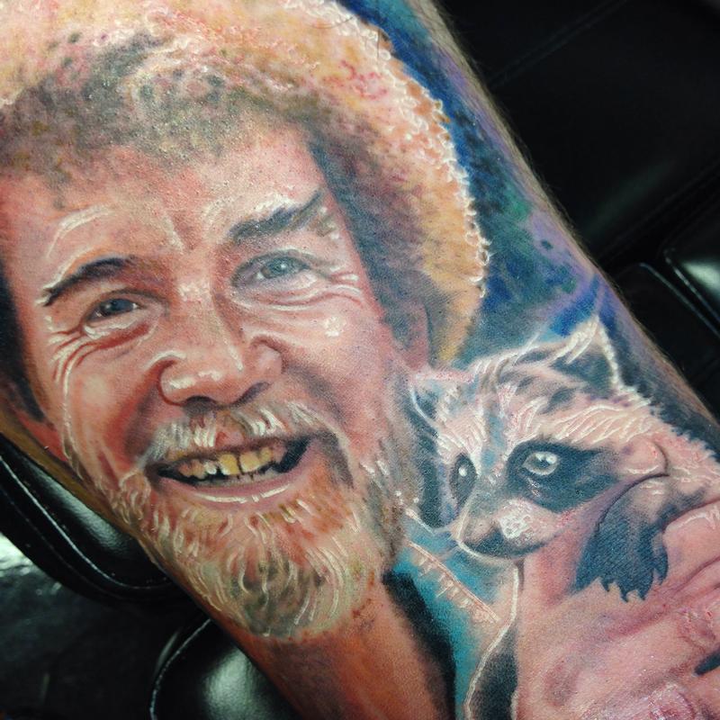 Bob Ross Tribute Tattoo