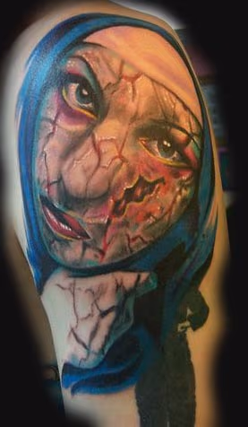 Cracked Nun tattoo