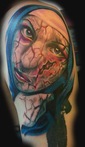 Cracked Nun tattoo