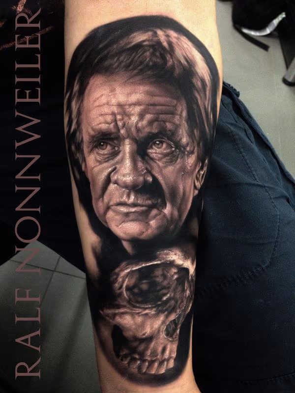 Johnny Cash Skull Tattoo