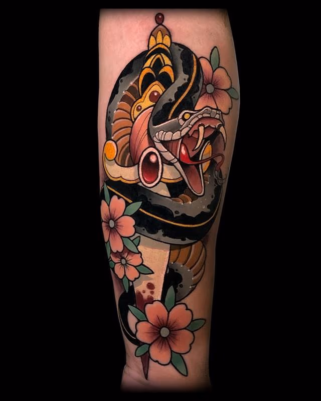 Snake and Dagger Tattoo