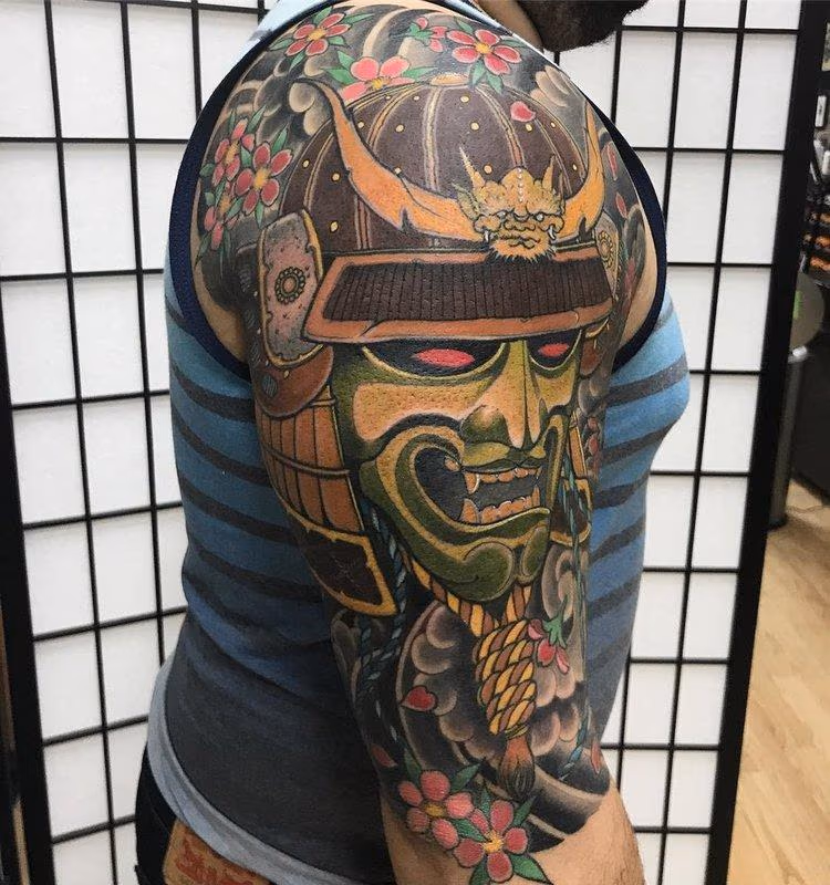 Samurai Japanese tattoo half sleeve tattoo