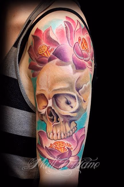 Skull and lotus