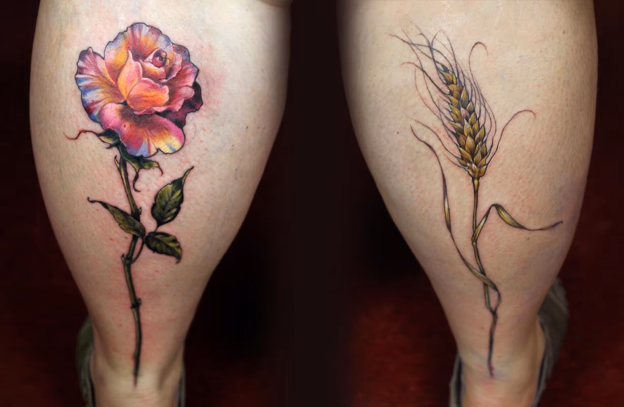 rose wheat tattoo