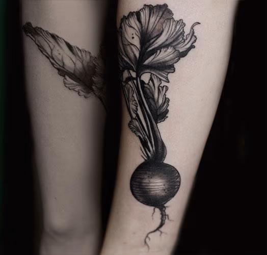 radish vintage vegetable tattoo