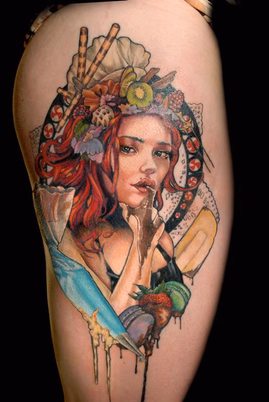 pastry chef art nouveau tattoo