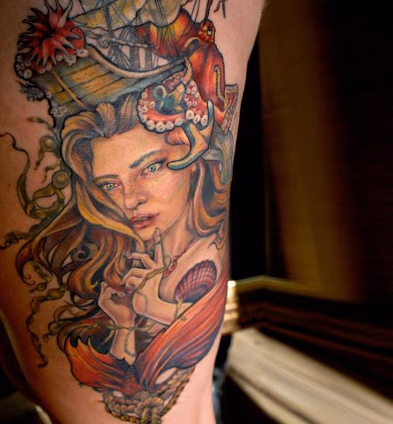 mermaid nautical tattoo