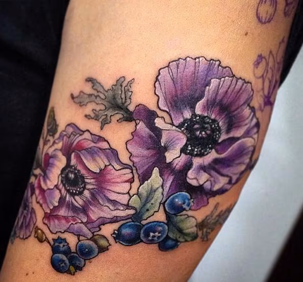 purple flower blueberry tattoo