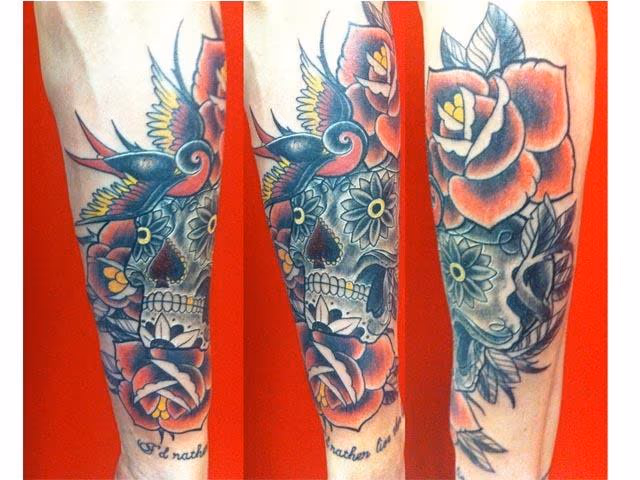 Skull and Flowers