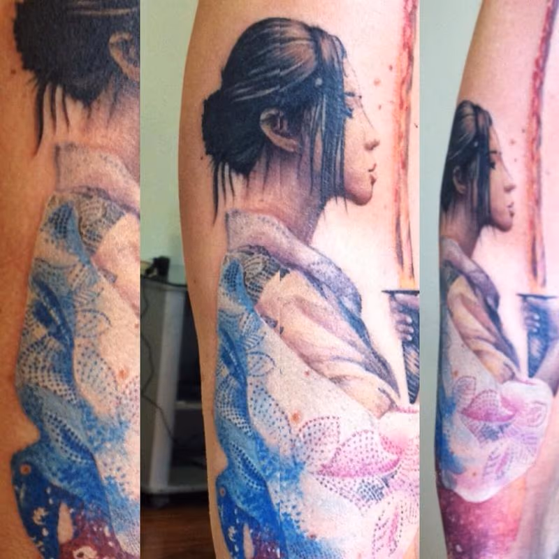 michele@offthemaptattoo.com, geisha sword, geisha con la spada