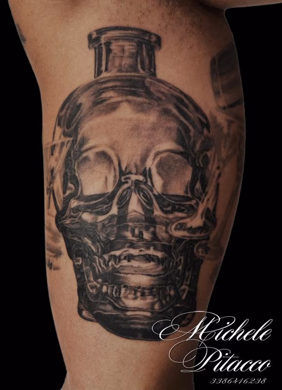 vodka bottle skull