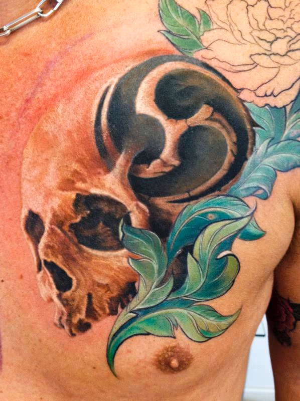 japan decoration realistic skull