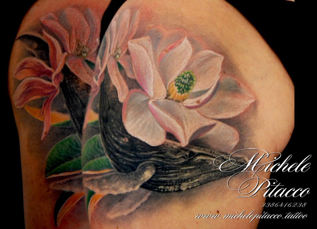 Whale between magnolias