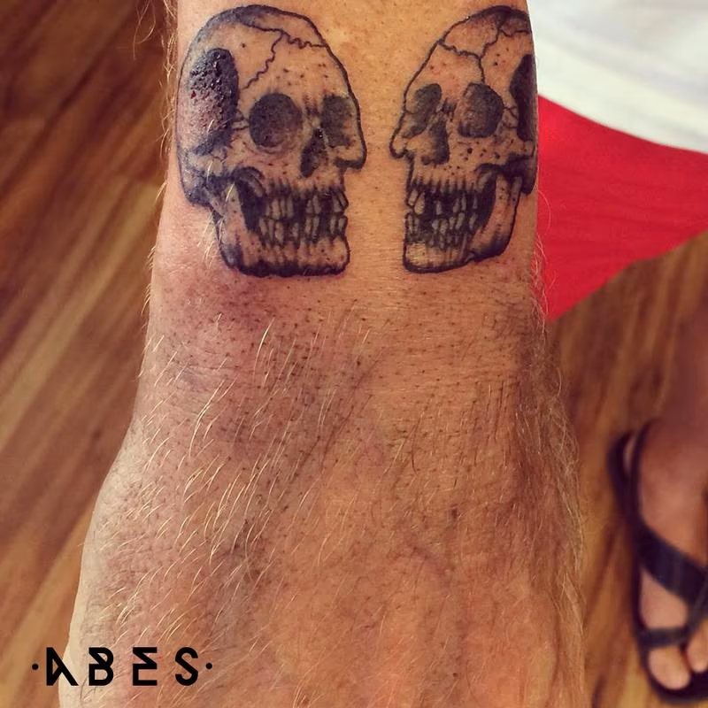 little skulls on wrist