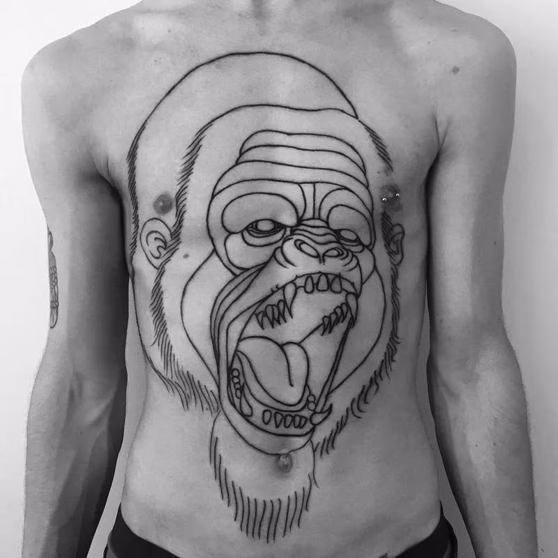 full chest gorilla outlines