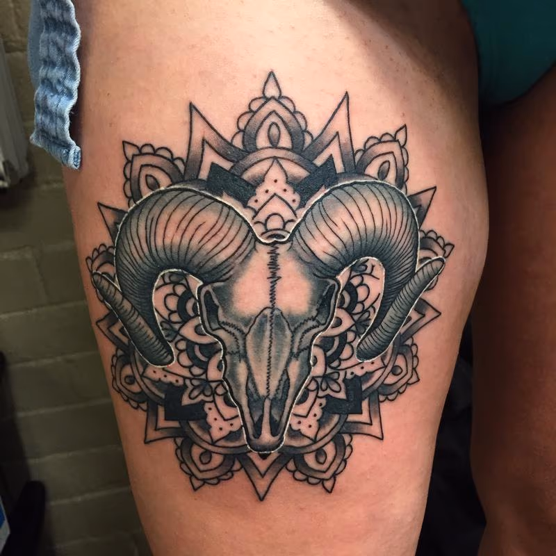 Goat skull& madala tattoo