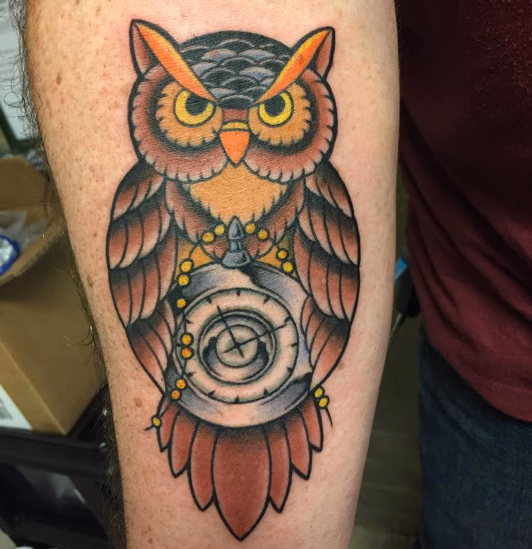 Owl & pocket watch