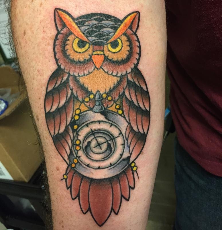 Owl & pocket watch