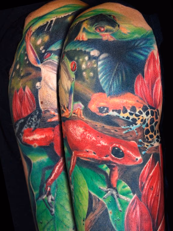 Frogs Half Sleeve Tattoo