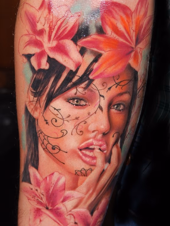 Girl and flowers