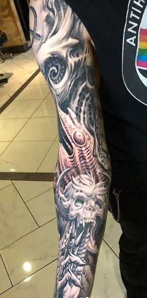 Oak Adams Bio Organic Macabre Black and Gray Sleeve Tattoo